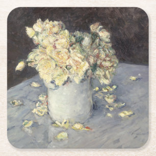 Gelbe Rosen in einer Vase von Caillebott Impressio Rechteckiger Pappuntersetzer