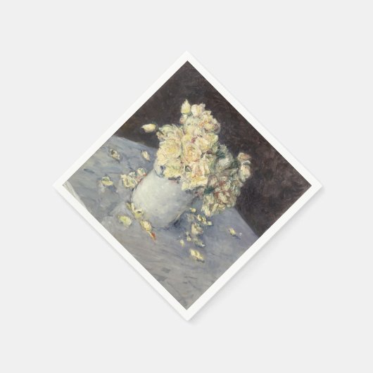 Gelbe Rosen in einer Vase von Caillebott Impressio Serviette (Ecke)