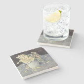 Gelbe Rosen in einer Vase von Caillebott Impressio Steinuntersetzer (Seitenansicht)