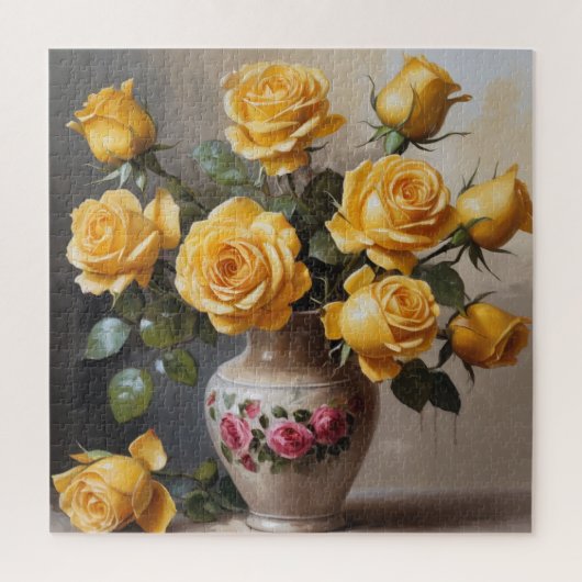Gelbe Rosen in Vase Puzzle (Vertikal)