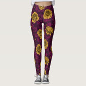 Gelbe Rosen Leggings (Vorderseite)