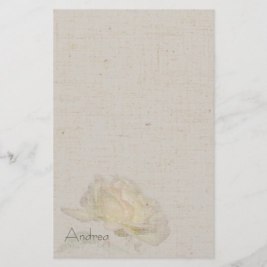 Gelbe Rosen-Leinenblick-Briefpapier Briefpapier (Vorderseite)