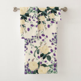Gelbe Rosen lila Venus'Mirror Bad-Tuch-Set Badhandtuch Set