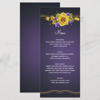 Gelbe Rosen Lila Violetten Menükarte