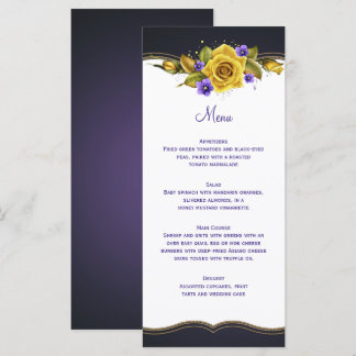 Gelbe Rosen Lila Violetten Menükarte