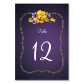 Gelbe Rosen Lila Violetten Tischnummer (Rückseite)