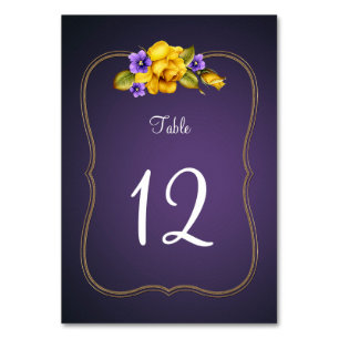 Gelbe Rosen Lila Violetten Tischnummer