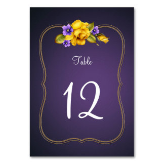 Gelbe Rosen Lila Violetten Tischnummer