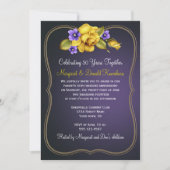 Gelbe Rosen Lila Violetten Verzierte Rahmen Einladung (Vorderseite)