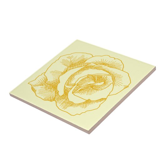 Gelbe Rosen-Linie Zeichnen Fliese (Seite)