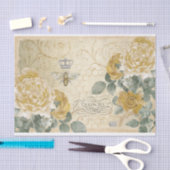 Gelbe Rosen mit Damask Floral Queen Bee Seidenpapier (Handwerk)