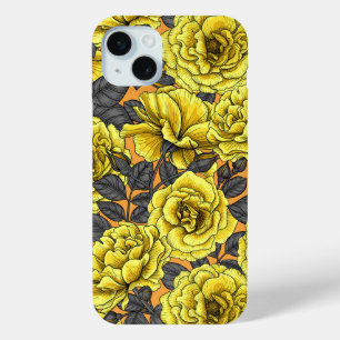 Gelbe Rosen mit grauen Blätter auf Orange Case-Mate iPhone Hülle