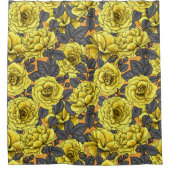 Gelbe Rosen mit grauen Blätter auf Orange Duschvorhang (Vorderseite)