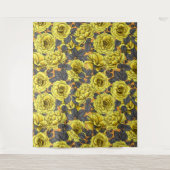 Gelbe Rosen mit grauen Blätter auf Orange Wandteppich (Vorderseite)