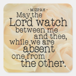 Gelbe Rosen | Mizpah Blessing Quadratischer Aufkleber