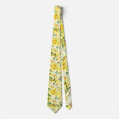 Gelbe Rosen Muster Blume Floral Neck Tie Krawatte (Vorderseite)