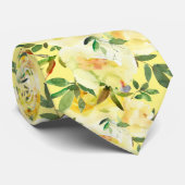 Gelbe Rosen Muster Blume Floral Neck Tie Krawatte (Gerollt)