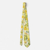 Gelbe Rosen Muster Blume Floral Neck Tie Krawatte (Rückseite)