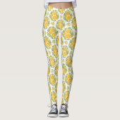 Gelbe Rosen Muster Leggings (Vorderseite)
