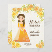 Gelbe Rosen niedliches Mädchen Budget Haldi Einlad (Vorne/Hinten)