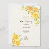 Gelbe Rosen niedliches Mädchen Haldi Einladung (Rückseite)