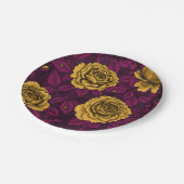 Gelbe Rosen Pappteller (Schrägansicht)