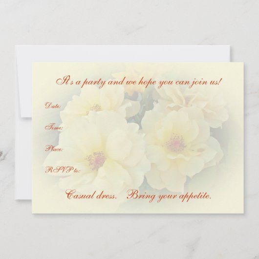 Gelbe Rosen-Party Einladung (Rückseite)