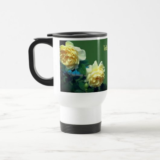 Gelbe Rosen Personalisiert Reisebecher (Links)