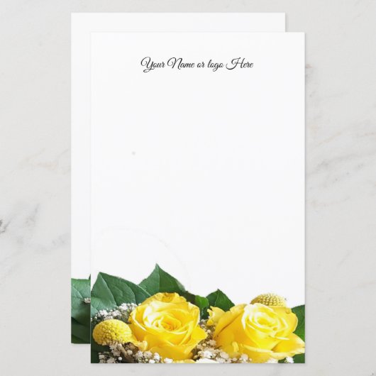 Gelbe Rosen Personalisiert Stationery (Vorne/Hinten)