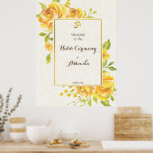 Gelbe Rosen personalisierter Name Haldi Begrüßungs Poster (Küche)
