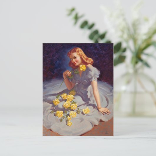 Gelbe Rosen Postkarte (Stehend Vorderseite)