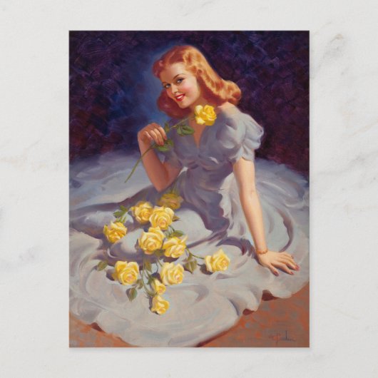 Gelbe Rosen Postkarte (Vorderseite)