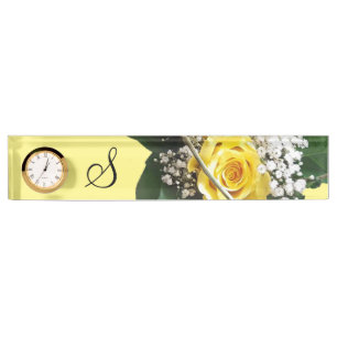 Gelbe Rosen-Schreibtisch-Schild Namensplakette