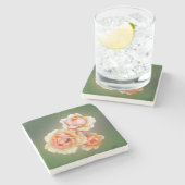 Gelbe Rosen Steinuntersetzer (Seitenansicht)