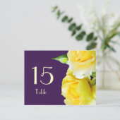 Gelbe Rosen Tischnummer Postkarte (Stehend Vorderseite)