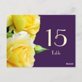 Gelbe Rosen Tischnummer Postkarte (Rückseite)