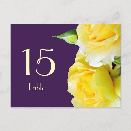 Gelbe Rosen Tischnummer Postkarte (Vorderseite)