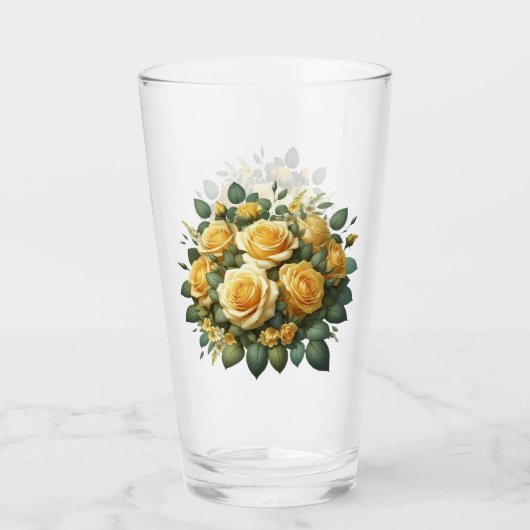 Gelbe Rosen Trinkglas Tumbler (Vorderseite)