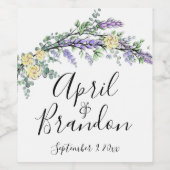 Gelbe Rosen und Eukalyptus Weinetikett (Einzelnes Label)