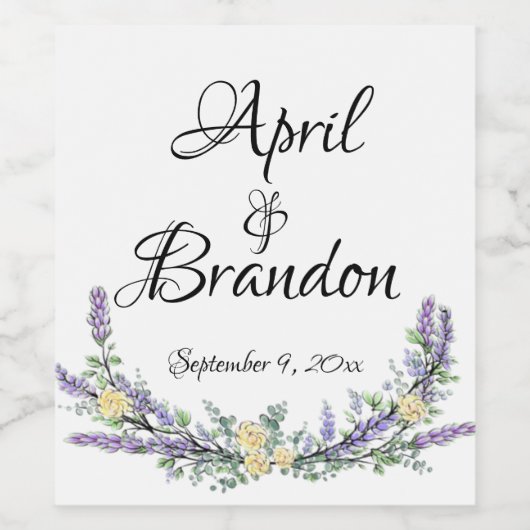 Gelbe Rosen und Eukalyptus Weinetikett (Einzelnes Label)