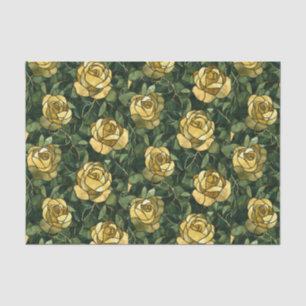 Gelbe Rosen und grüner gestanzter Glass Seidenpapier