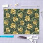 Gelbe Rosen und grüner gestanzter Glass Seidenpapier (Handwerk)