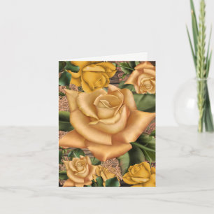 Gelbe Rosen und ländliche rustikale Holz-Hochzeits Einladung