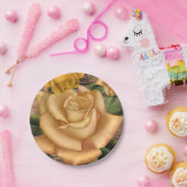 Gelbe Rosen und rustikales Brautparty aus Holz Pappteller (Party)