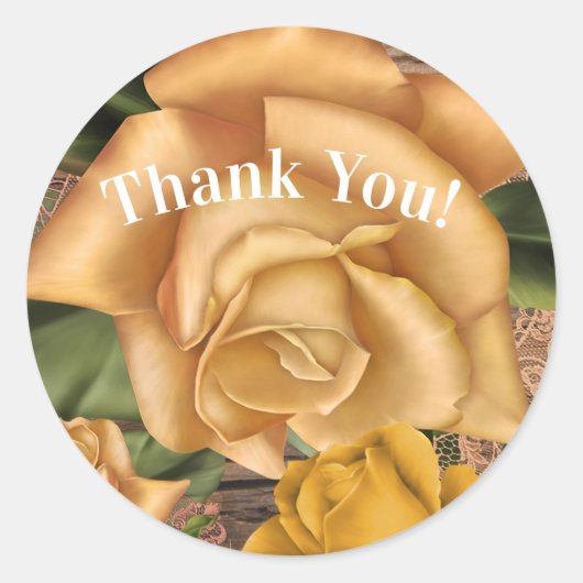 Gelbe Rosen und rustikales Brautparty aus Holz Runder Aufkleber (Vorderseite)