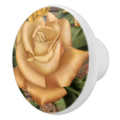 Gelbe Rosen und rustikales Shabby Chic aus Holz Keramikknauf (Rechts)