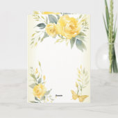 Gelbe Rosen und Schmetterling Tiefes Beileid Karte (Rückseite)