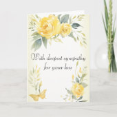 Gelbe Rosen und Schmetterling Tiefes Beileid Karte (Vorderseite)