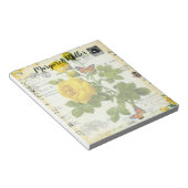 Gelbe Rosen und Schmetterlinge personalisiert Notizblock (angewinkelt)