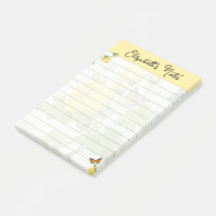 Gelbe Rosen und Schmetterlinge personalisiert Post-it Klebezettel